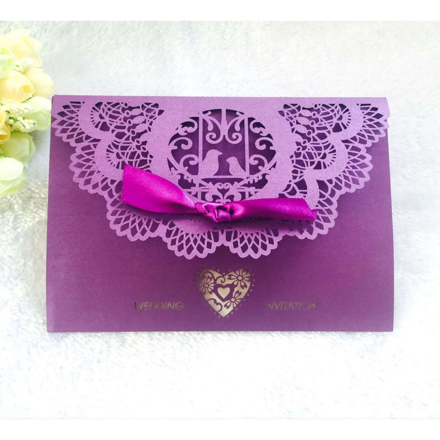 Chinese Style Invitation Card Wedding Decoration Laser Cut Iridescent Paper